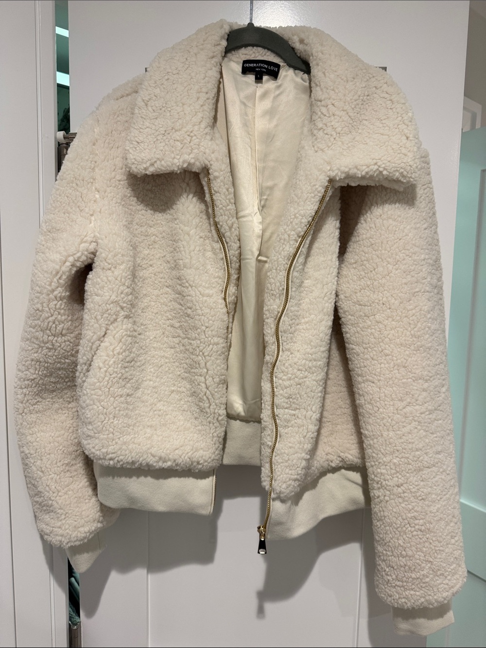 Generation Love Cream Sherpa Zip Jacket with Gold Zipper